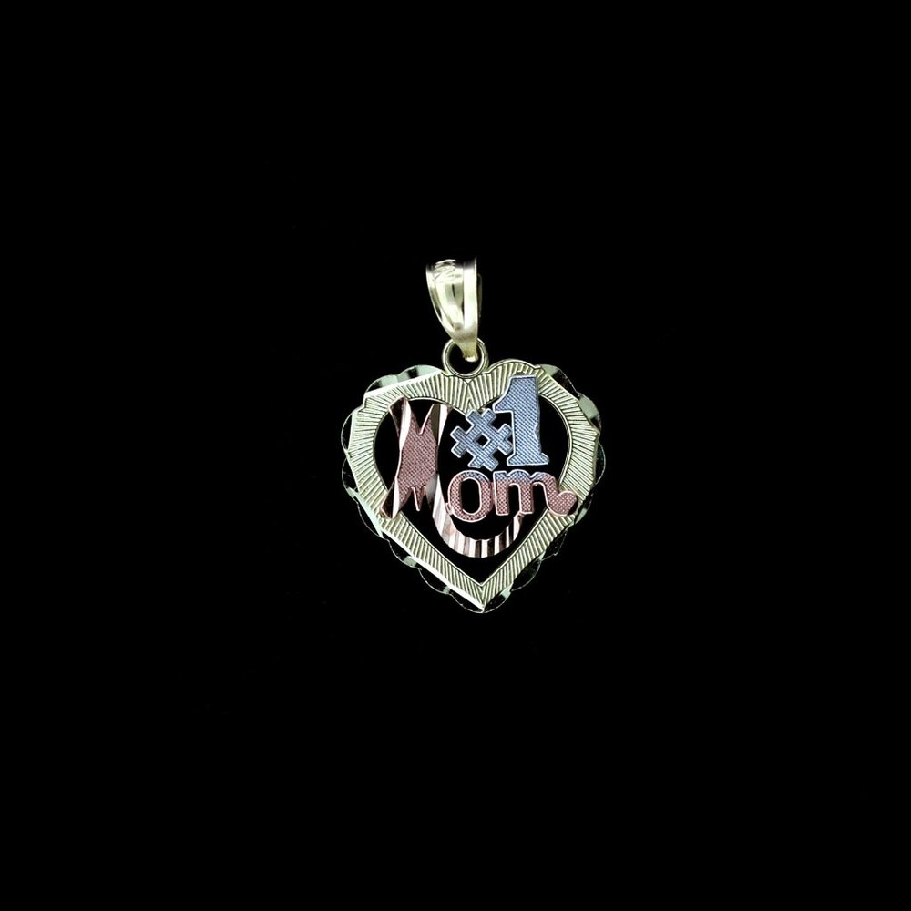 10K Yellow Gold #1 Mom Heart Pendant